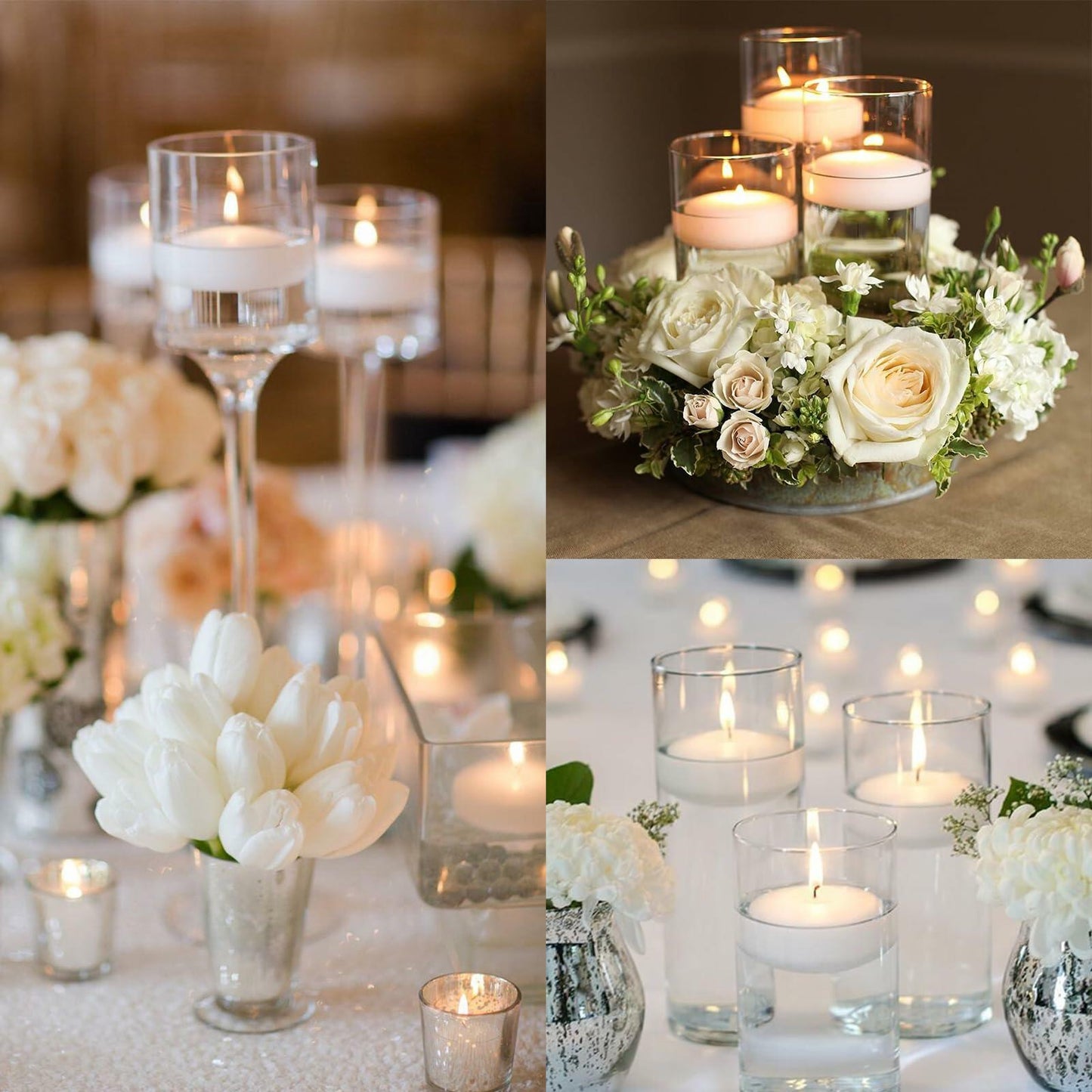 JEQUD 20 Pcs Floating Candles 1.5 Inch Unscented White Warm Tealights