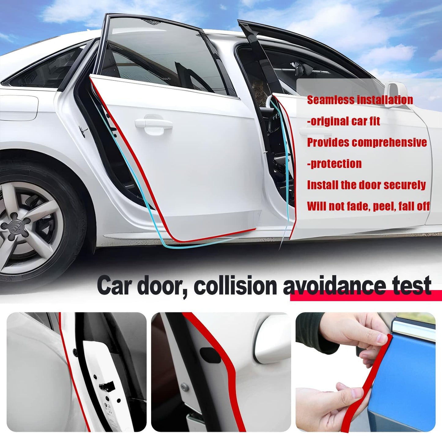 Car Door Protector Edge Guards 16FT Universal Rubber Seal U Shape Trim Red