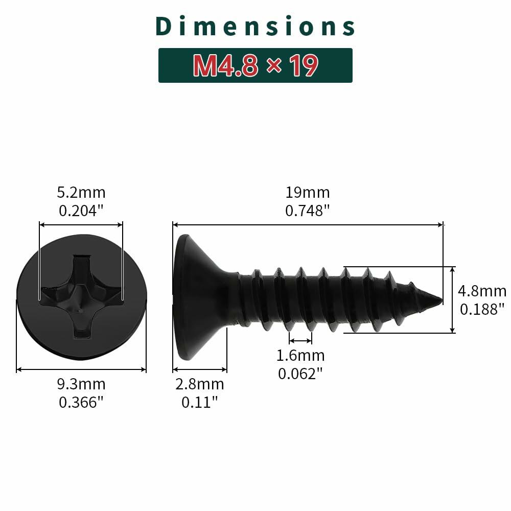 Fayeploo #10x3/4" Flat Head Wood Screws 50pcs Black Oxide Stainless Steel