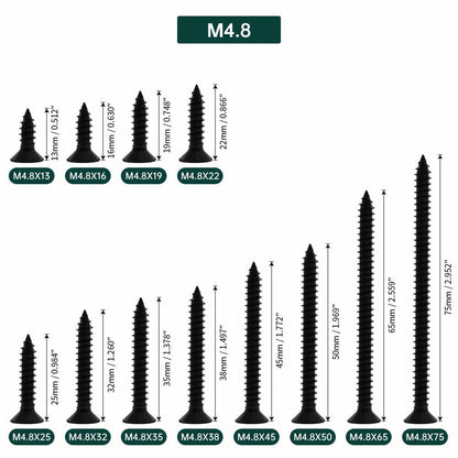 Fayeploo #10x3/4" Flat Head Wood Screws 50pcs Black Oxide Stainless Steel