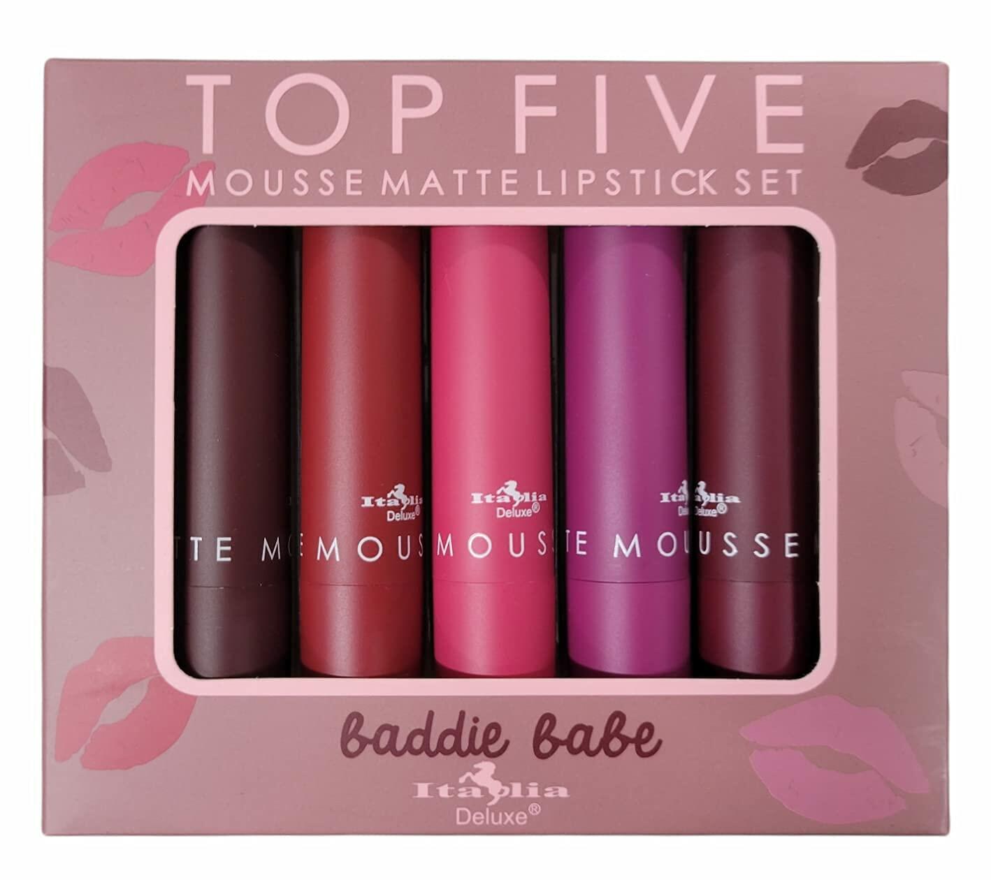 Italia Deluxe Top Five Baddie Babe Mousse Matte Lipstick Set 5 Count