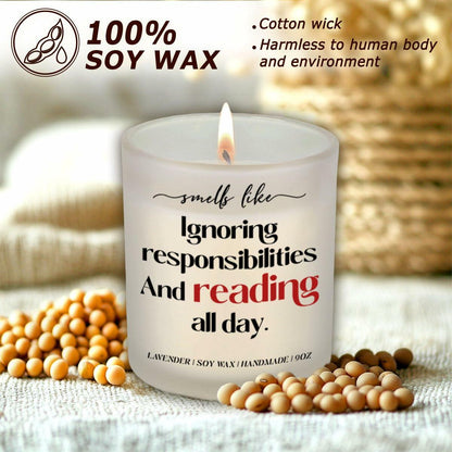 Lavender Scented Candle 9Oz Book Lovers Gift Reading Accessory Soy Wax
