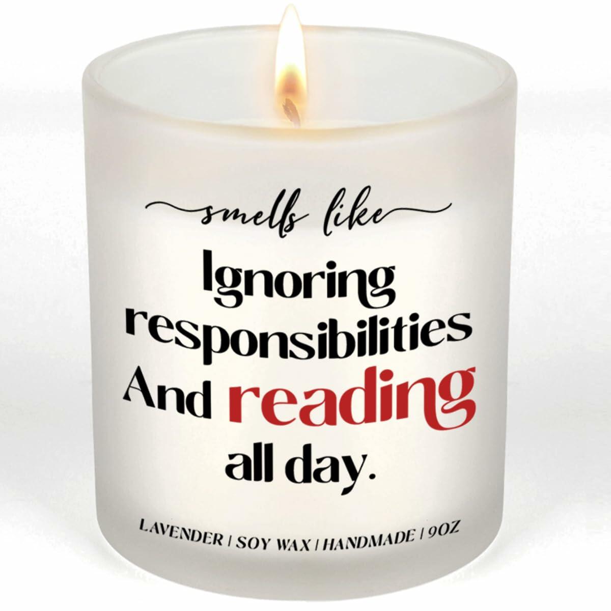 Lavender Scented Candle 9Oz Book Lovers Gift Reading Accessory Soy Wax