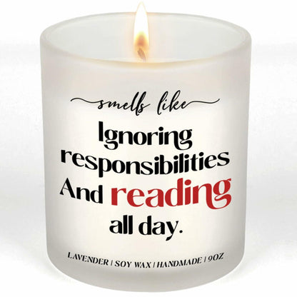 Lavender Scented Candle 9Oz Book Lovers Gift Reading Accessory Soy Wax