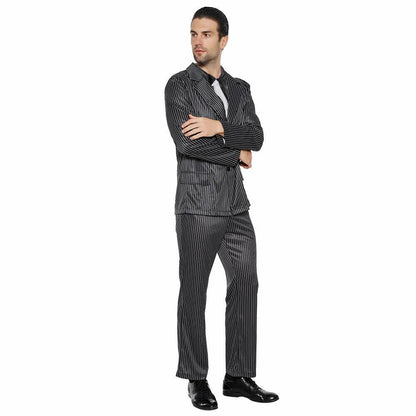 EraSpooky Men's 1920s Gangster Pinstripe Suit Jacket Pants Shirt Tie Size L