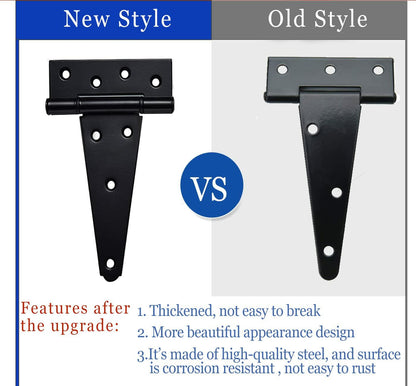 Verypejan 6 Inch T-Strap Heavy Duty Shed Door Hinges 4PCS Black Rustproof