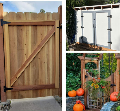 Verypejan 6 Inch T-Strap Heavy Duty Shed Door Hinges 4PCS Black Rustproof