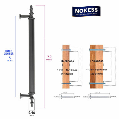 NOKESS 30 Pack 7.9" Matte Black Cabinet Pulls 5" Hole Center Kitchen