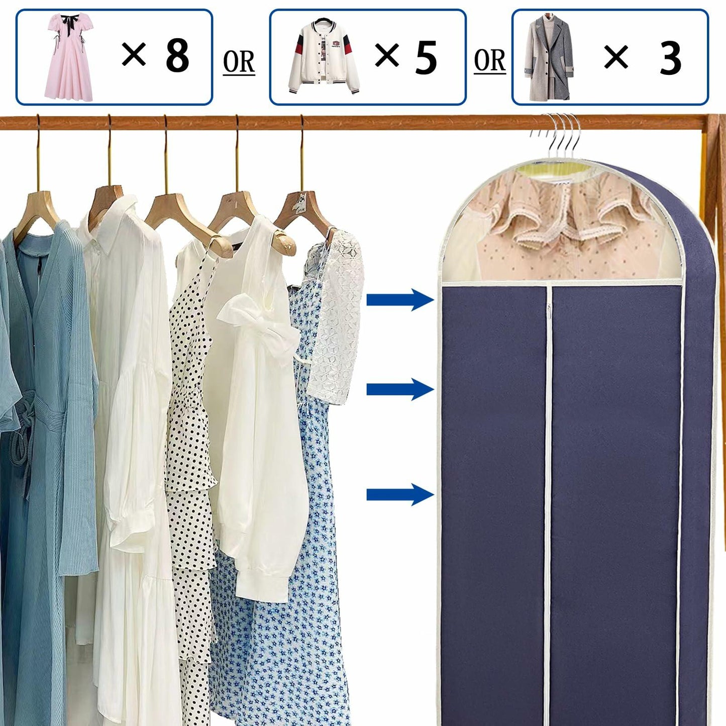 DYYHSDPU Garment Bags 3 Pack Suit Storage Hanging Clothes Black 50x24 Inch