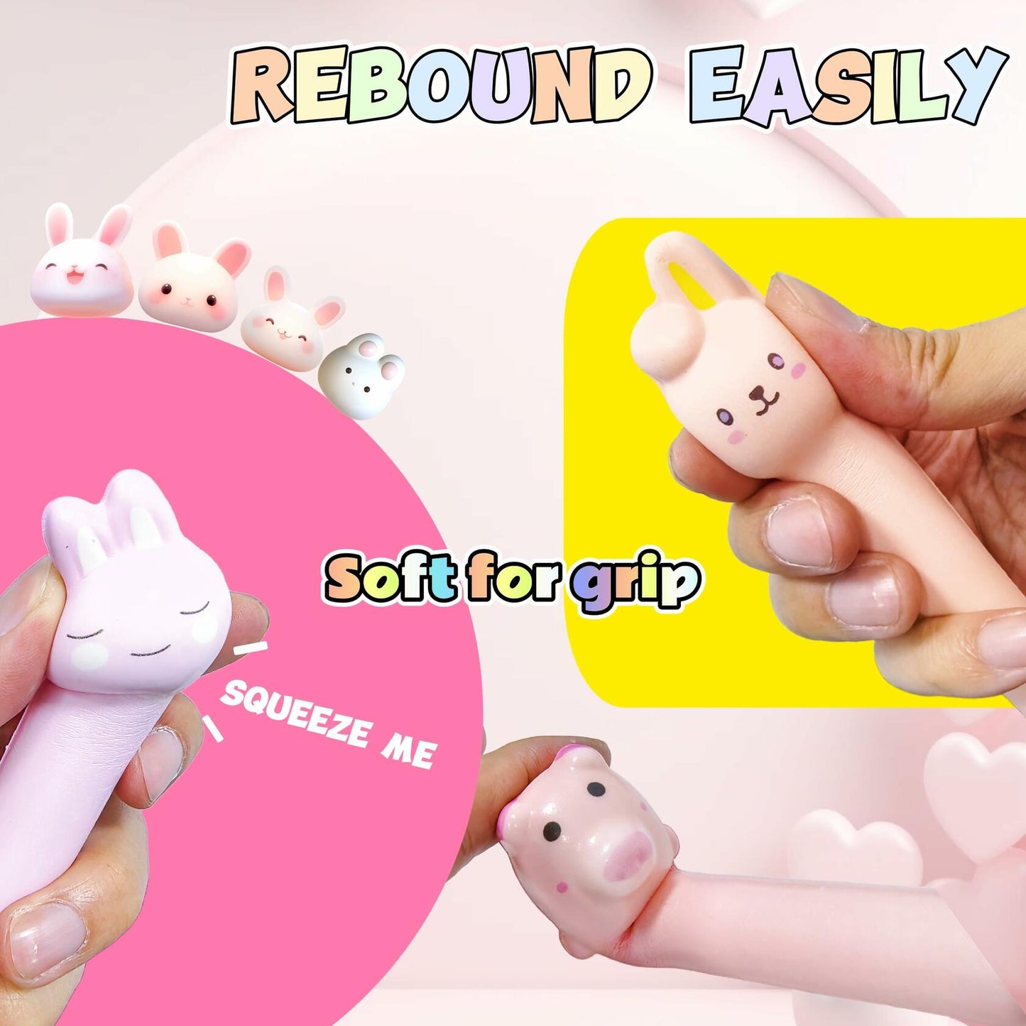 KUNHEHO 5 Pcs Kawaii Cute Pink Ink Pens 0.5mm Fine Point Soft Grip