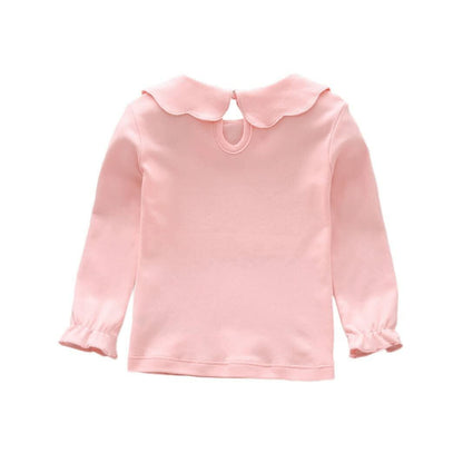 HDLEXD Baby Girls Long Sleeve Doll Collar T-Shirt Pink Size 5T