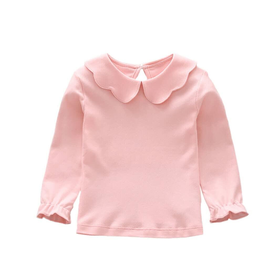 HDLEXD Baby Girls Long Sleeve Doll Collar T-Shirt Pink Size 5T