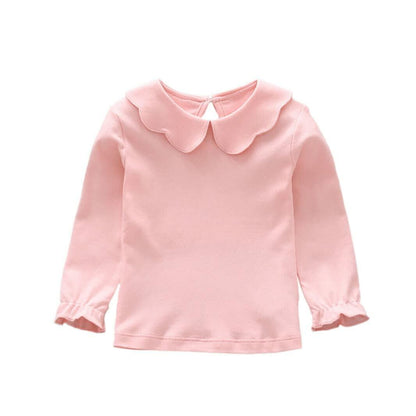HDLEXD Baby Girls Long Sleeve Doll Collar T-Shirt Pink Size 5T