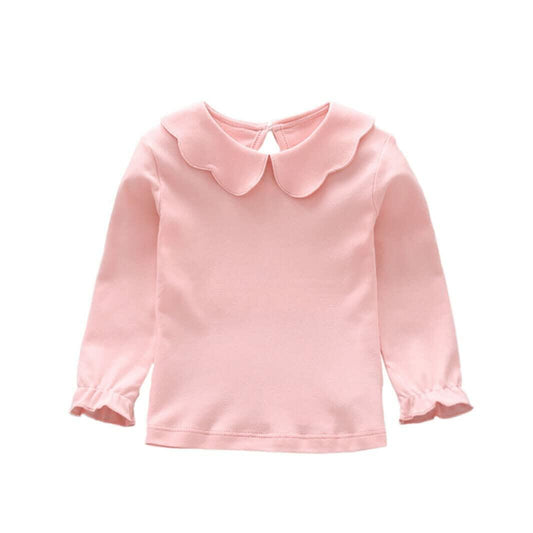 HDLEXD Baby Girls Long Sleeve Doll Collar T-Shirt Pink Size 5T