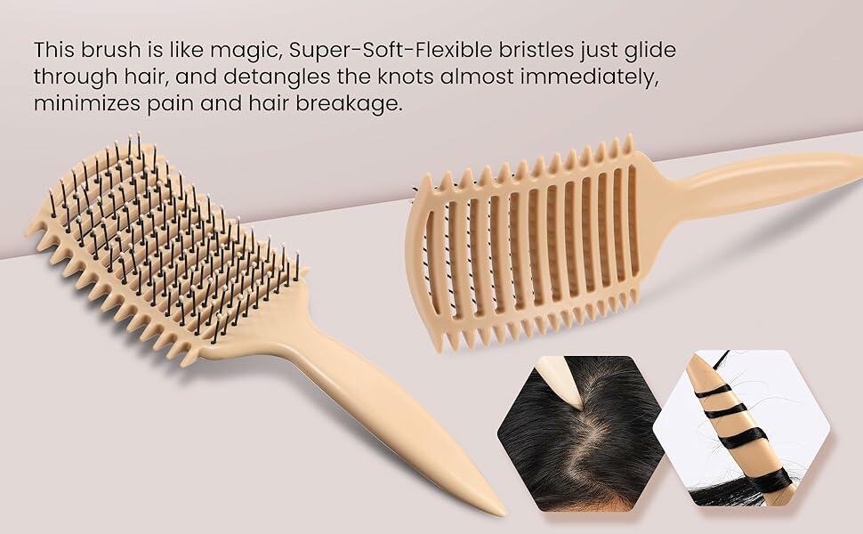 manrator Curl Defining Brush Vented Detangling Frizz Control Beige