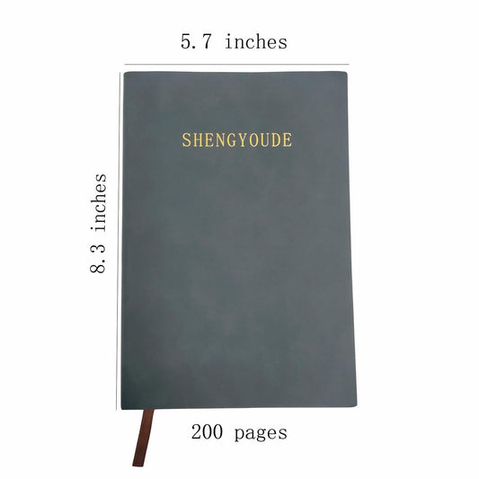 shengyoude Business A5 PU Leather Notebook 8mm Grid 200 Pages Black