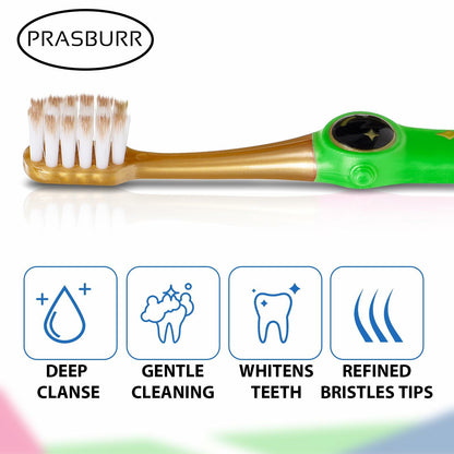 PRASBURR Toddler Toothbrush 4-Pack Galactic Adventures Soft Bristles Age 2-4+