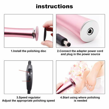 SRGARH Electric Callus Remover Foot File Adjustable Speed 60pcs Discs Pink