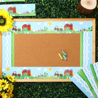 Eaasty 36 Pcs Farm Bulletin Board Border Animals Blue Green School Decor