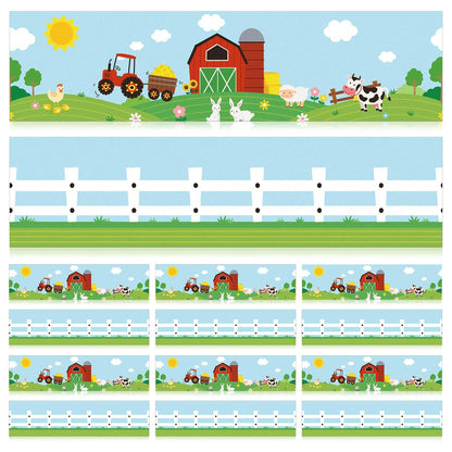 Eaasty 36 Pcs Farm Bulletin Board Border Animals Blue Green School Decor