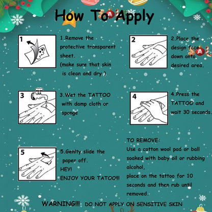 CHARLENT 148pcs Christmas Temporary Tattoos for Kids Xmas Party Favors