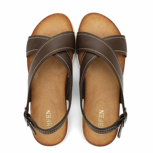 UBFEN Womens Flat Sandals Arch Support Open Toe Adjustable Slingback US 7