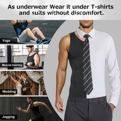 Casey Kevin Men’s Sleeveless Gynecomastia Compression Shirt Body Shaper Grey XXL