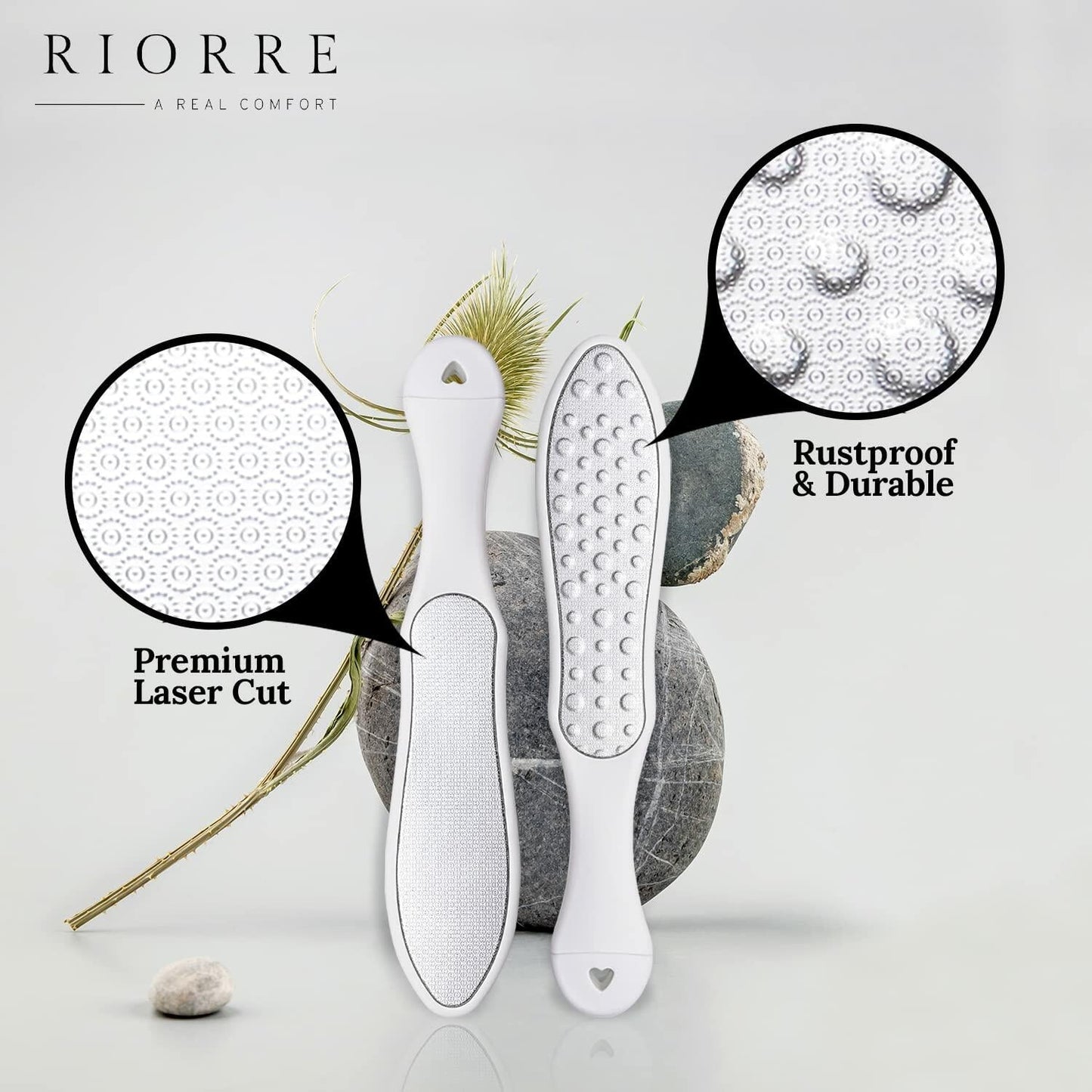 Riorre Professional 3-in-1 Foot Scrubber Callus Remover White Pack 1