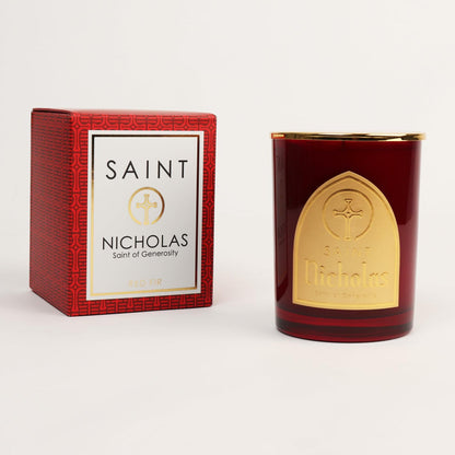 Saint Nicholas Scented Soy Coconut Candle Red Fir 80hr Burn Time Special Edition