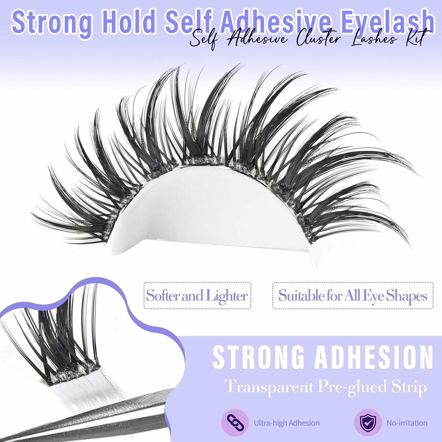 Yaiseiko Self-Adhesive Manga Lash Clusters 120pcs 8-16mm No Glue Kit