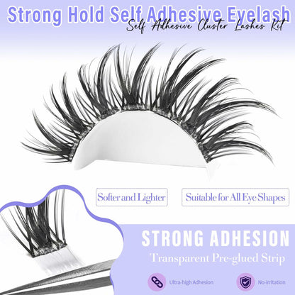 Yaiseiko Self-Adhesive Manga Lash Clusters 120pcs 8-16mm No Glue Kit