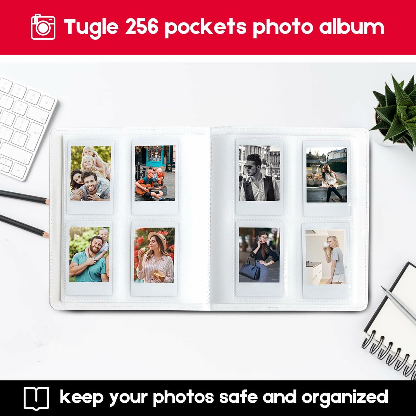 256-Pocket Photo Album for Polaroid & Instant Camera Blue for Instax Mini