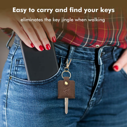 KARENSKEYS Leather Car Key Cover 2pcs Key Sleeve Loop Replacement