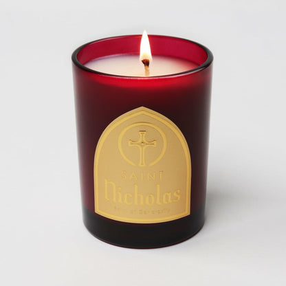 Saint Nicholas Scented Soy Coconut Candle Red Fir 80hr Burn Time Special Edition