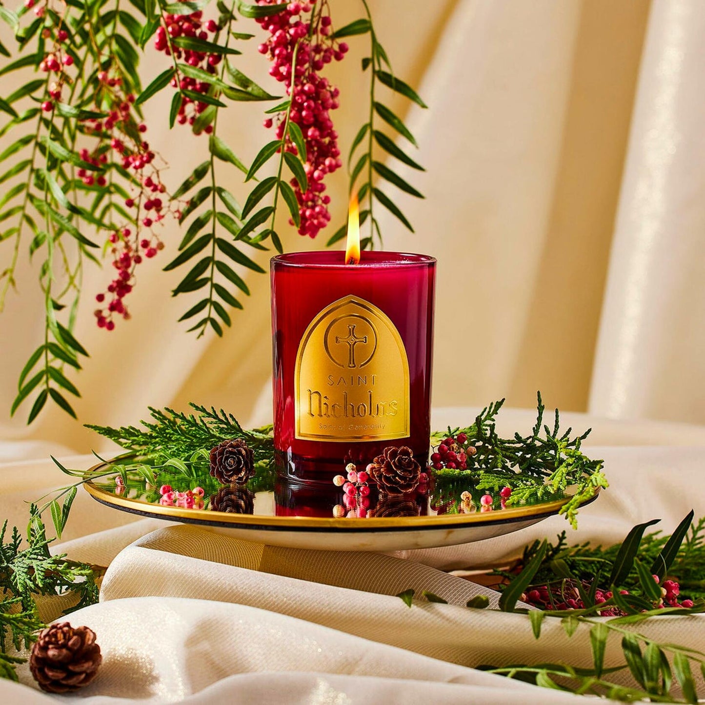 Saint Nicholas Scented Soy Coconut Candle Red Fir 80hr Burn Time Special Edition