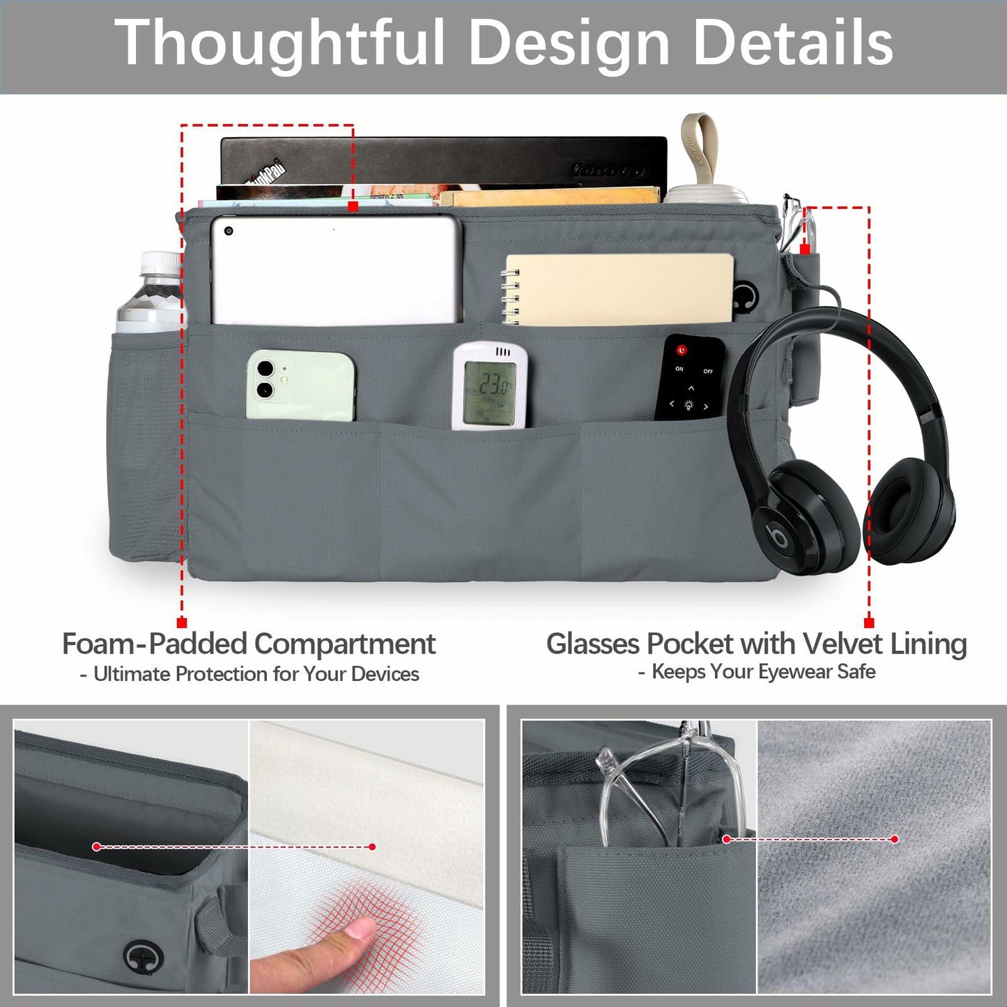 WOMACO Bunk Loft Bed Side Caddy 12 Compartments Lake Green Medium