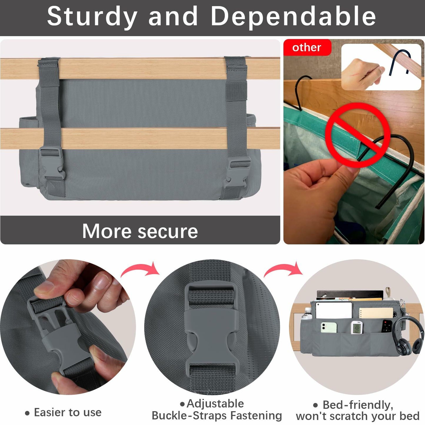 WOMACO Bunk Loft Bed Side Caddy 12 Compartments Lake Green Medium