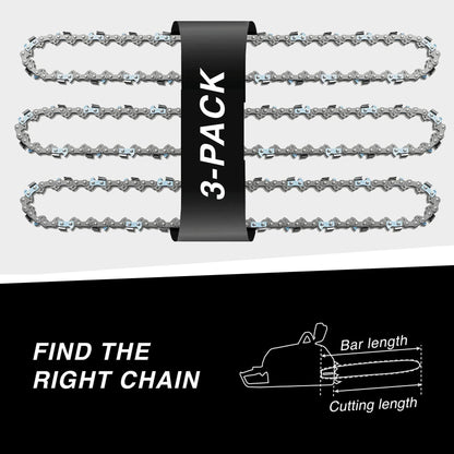 Tallox 3 Pack 14" Chainsaw Chains 3/8 LP .043 52 Drive Links