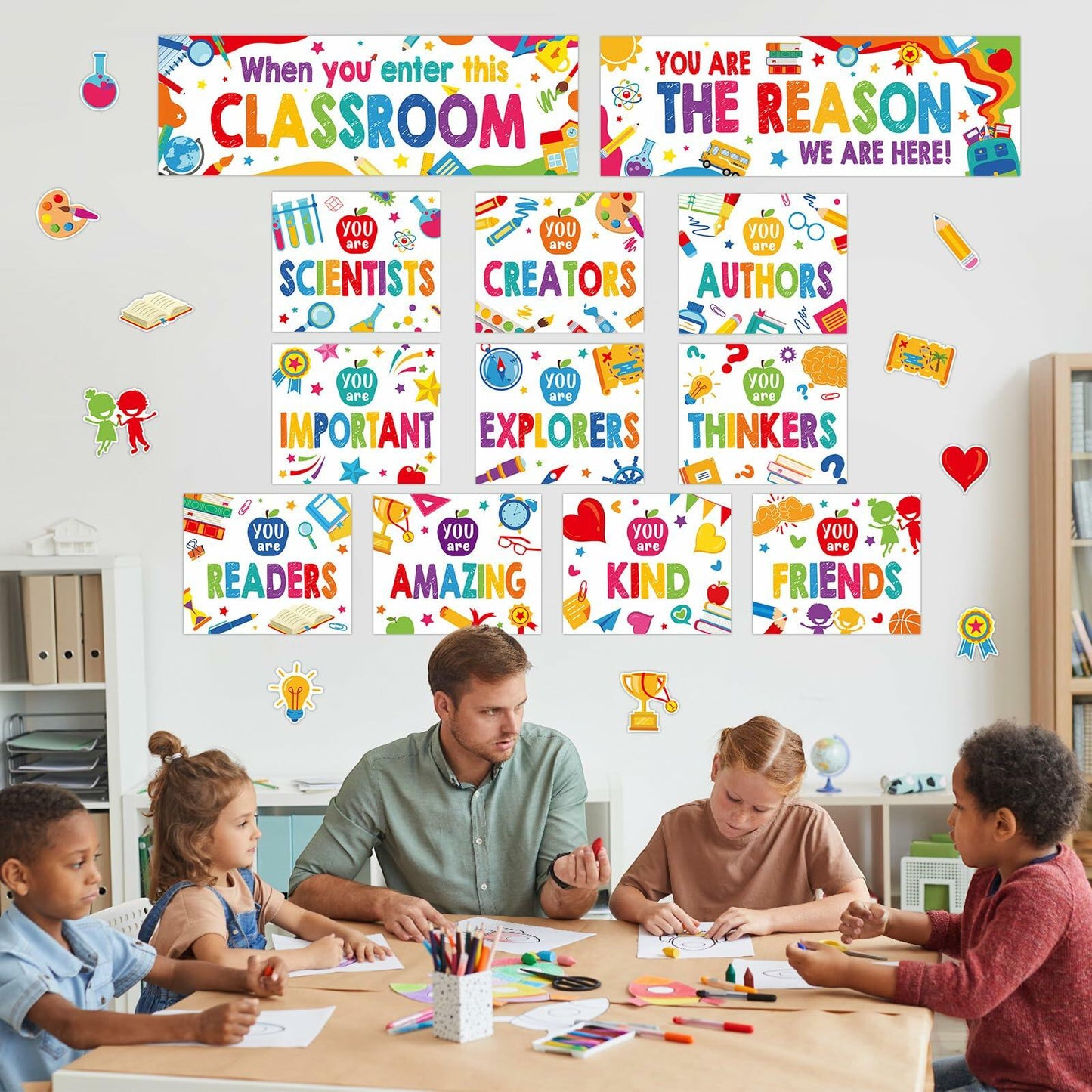 Supervitae 22pcs Motivational Posters Classroom Decor Multi Color Growth Mindset