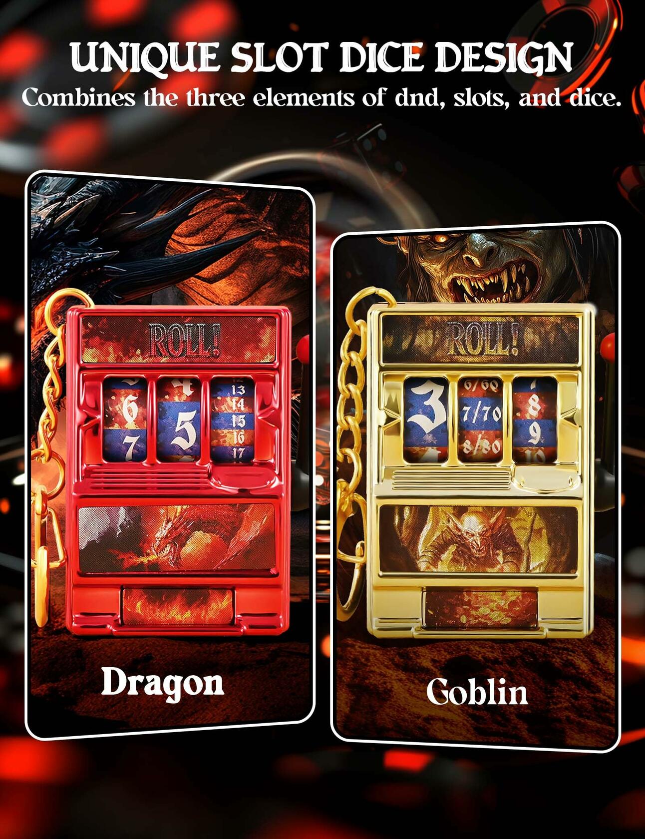 Banloga DND Mini Slot Machine Dice Set for Dungeons & Dragons RPG