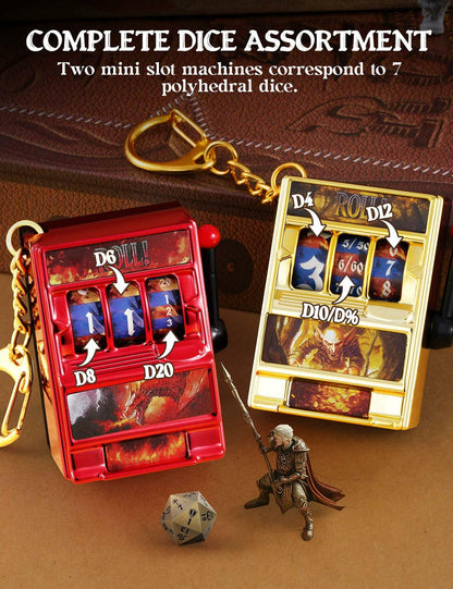 Banloga DND Mini Slot Machine Dice Set for Dungeons & Dragons RPG