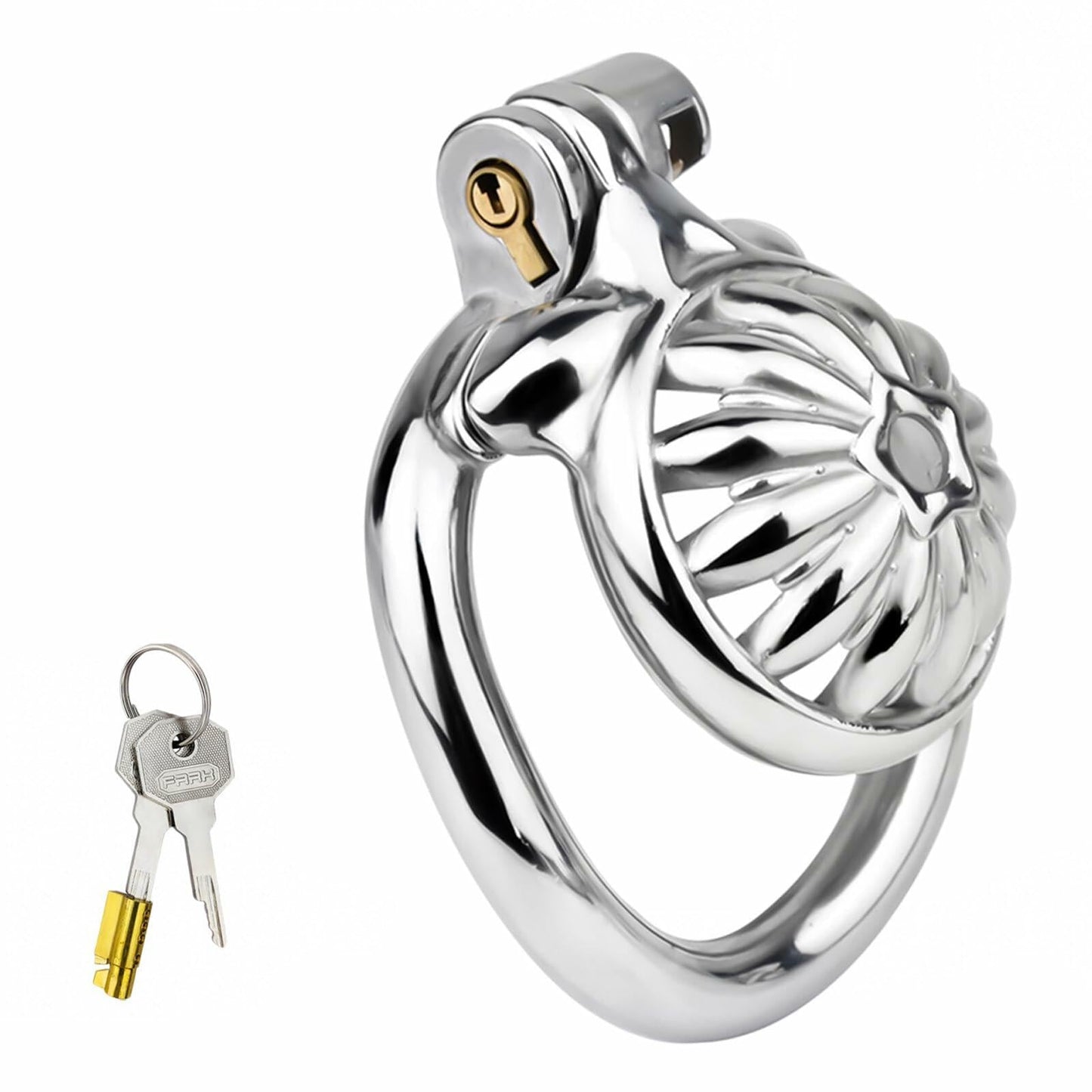 Lelisex Stainless Steel Male Chastity Cage Dark Lock 50mm Ring Adult Toy
