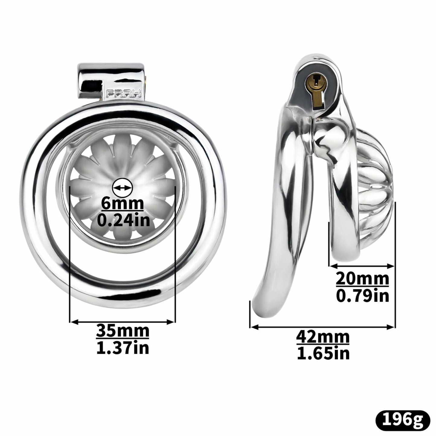 Lelisex Stainless Steel Male Chastity Cage Dark Lock 50mm Ring Adult Toy