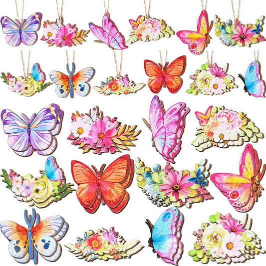 RSACCSKY 32 Pcs Halloween Wooden Hanging Ornaments Tree Decorations Wood