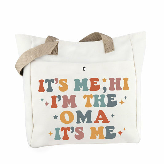 WCGXKO Oma Tote Beach Bag Large Beige Letter Print Size L