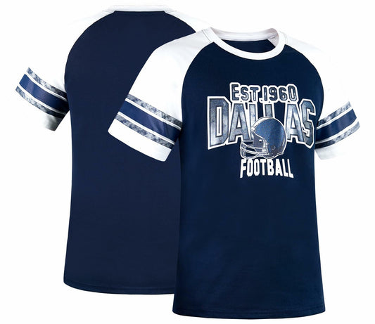 Fansamer Mens Vintage Striped City Football Tee White Navy Size XXL