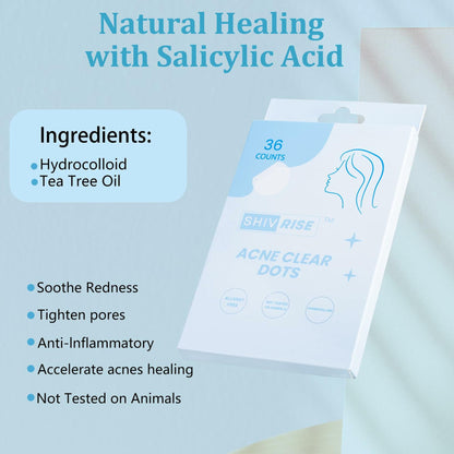 SHIVRISE Pimple Patch Hydrocolloid Acne Spot Cover Tea Tree Oil 36 Count