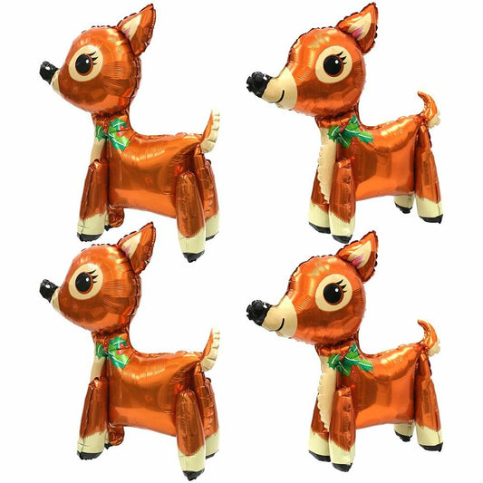 Deermon Christmas Reindeer Walking Animal Balloon Brown Large 4pcs