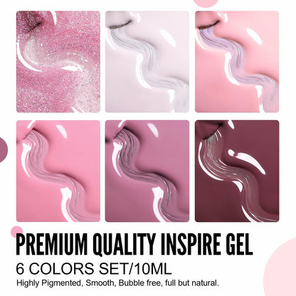 YOKE FELLOW Gel Nail Polish Set 6 Pcs 10ML Nude Pink Glitter Gel Polish