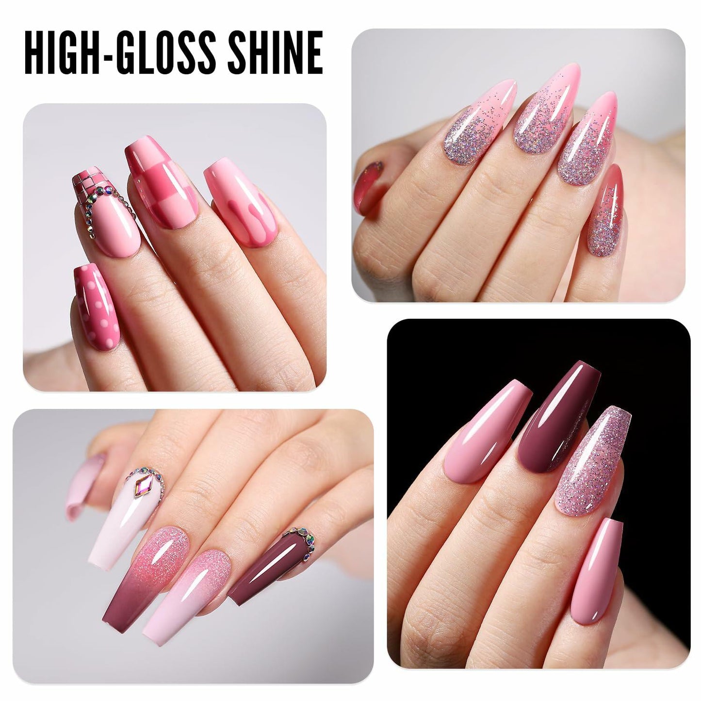YOKE FELLOW Gel Nail Polish Set 6 Pcs 10ML Nude Pink Glitter Gel Polish